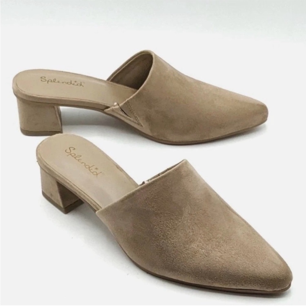 Anthropologie Splendid Laylai Heeled Mule Tan Beige Brown Size 10